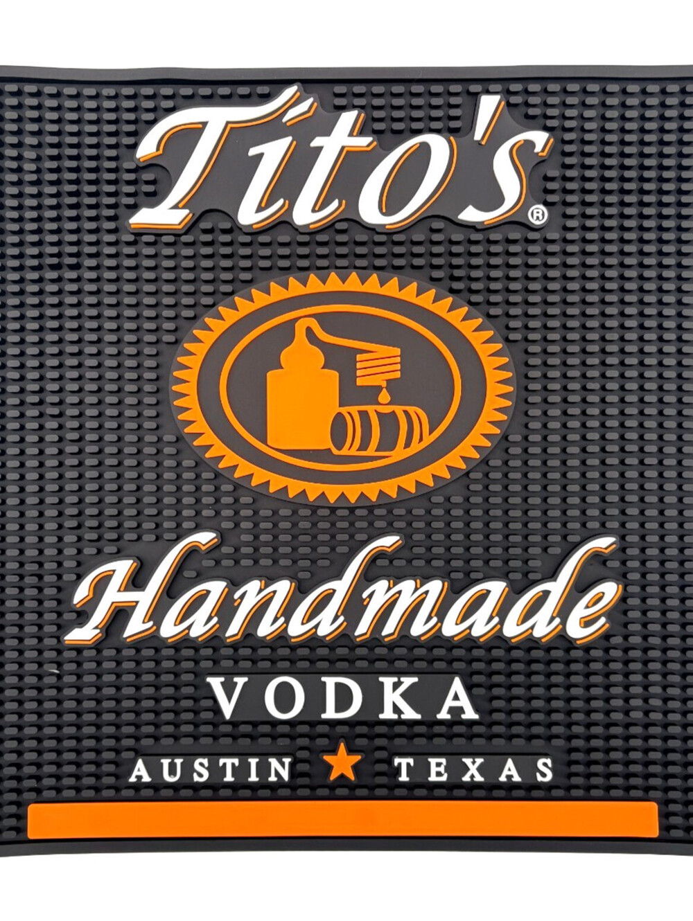 Tito's Handmade Vodka Black Rubber 16" X 16" Counter Bar Mat